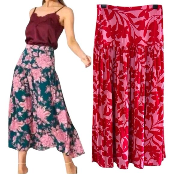 Anthropologie Dresses & Skirts - NWOT Anthropologie Abel the Label Maxi Skirt Small Pink Floral Ruffled Boho